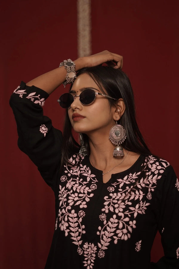 Zaira Nazakat-e-Noor Black Chikankari Kurta Pajama Set