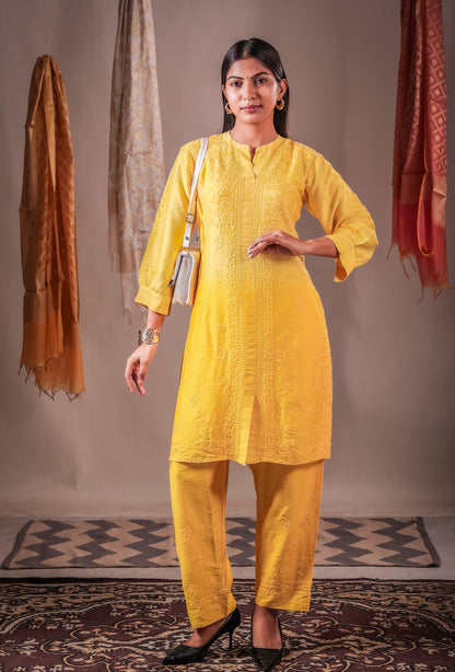 Zaira Soleil Mul Chanderi Co-Ord Set