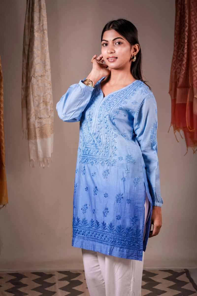 Zaira Azure Chikankari Kurta alternate view
