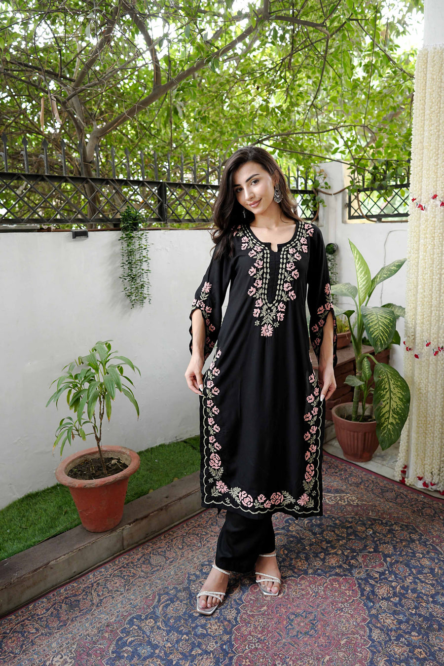 Nooraya Black Modal Embroidered Kurta
