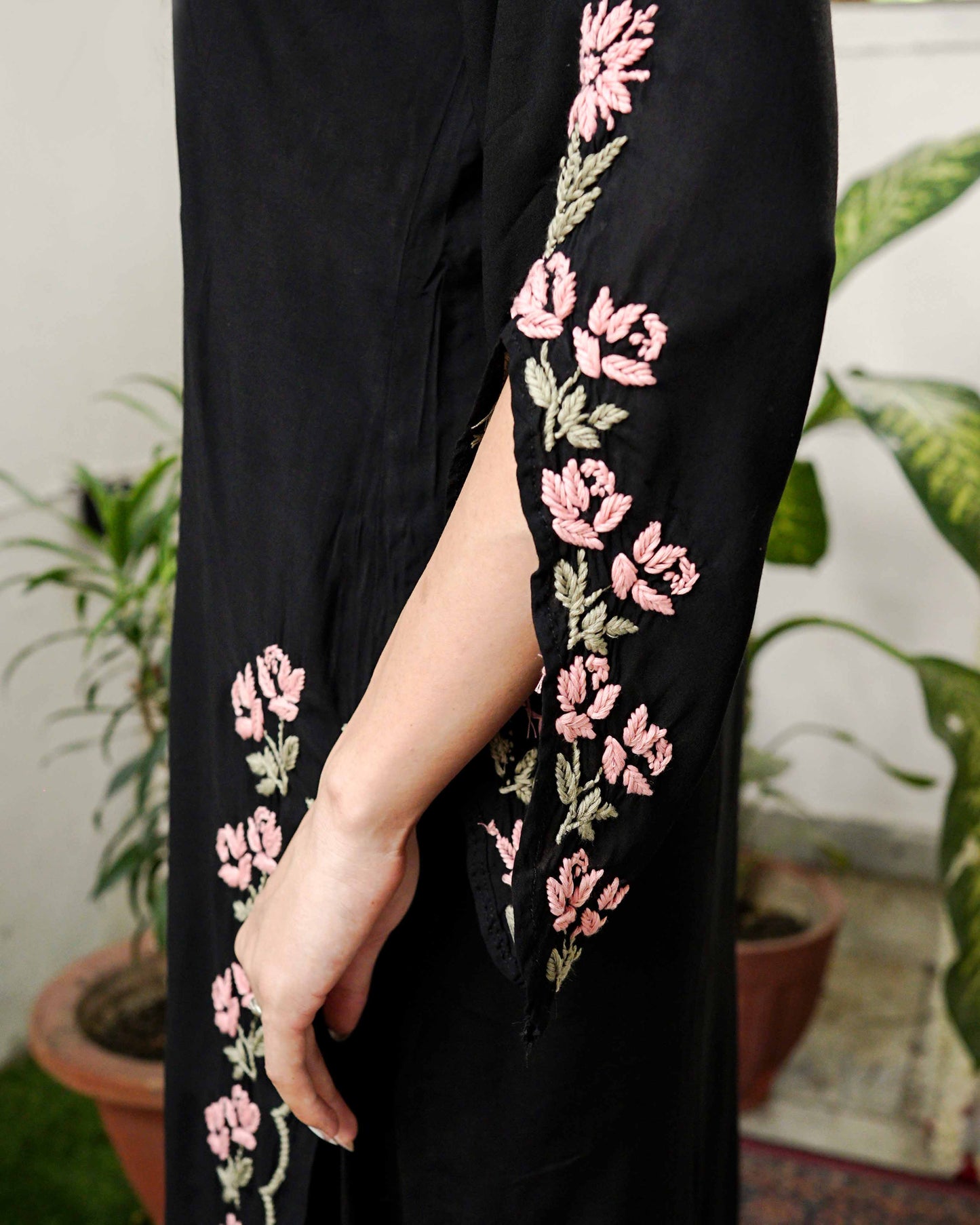 Nooraya Black Modal Embroidered Kurta