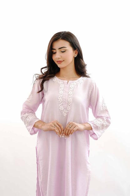 Ishqara Pastel Pink Mukaish Chanderi Kurta Set