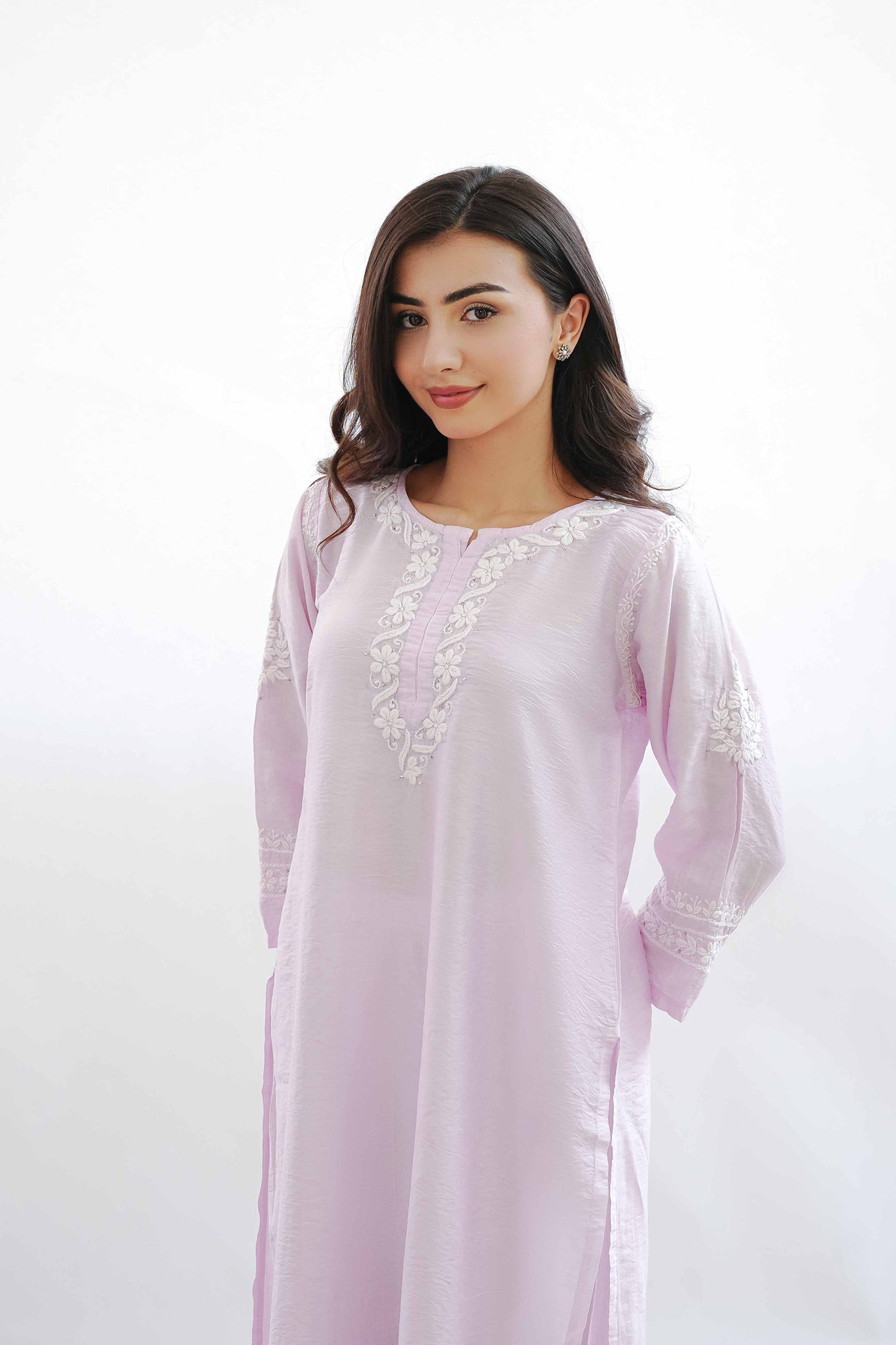 Ishqara Pastel Pink Mukaish Chanderi Kurta Set
