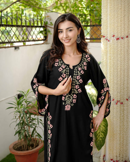 Nooraya Black Modal Embroidered Kurta