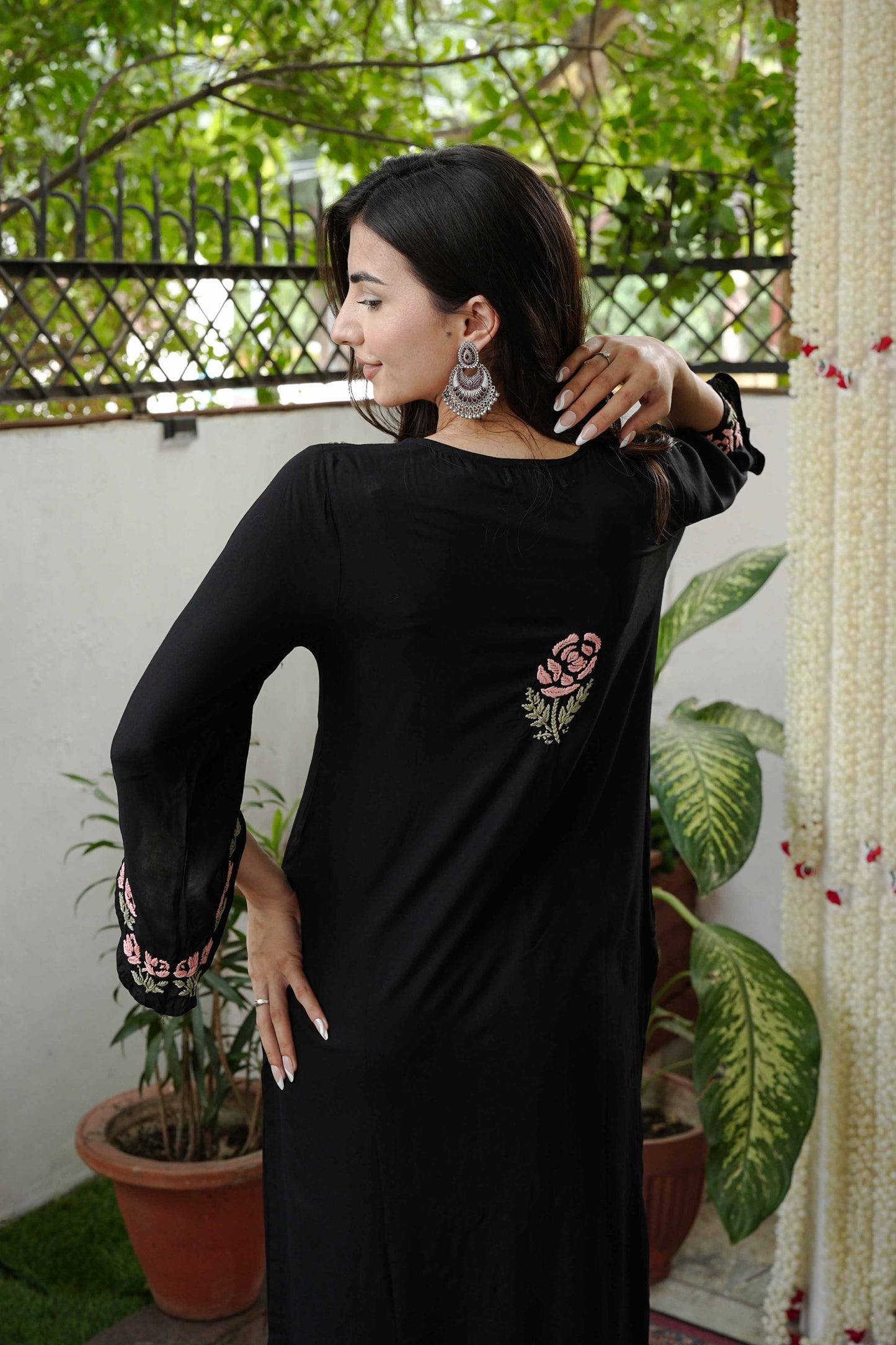 Nooraya Black Modal Embroidered Kurta