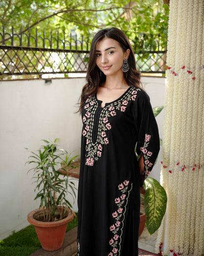 Nooraya Black Modal Embroidered Kurta