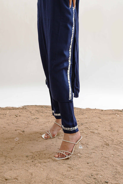 Zaira Meher-e-Lucknow Rayon Navy Blue Chikankari Kurta Set – 2 Piece