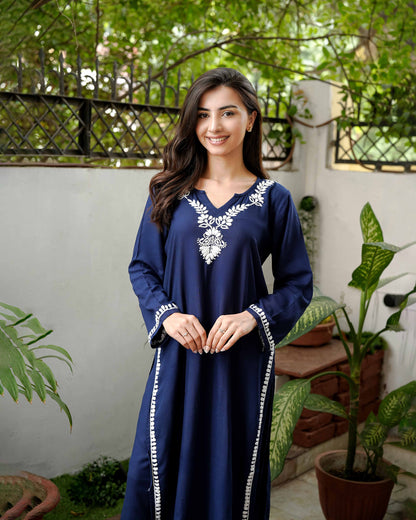 Zaira Meher-e-Lucknow Rayon Navy Blue Chikankari Kurta Set – 2 Piece