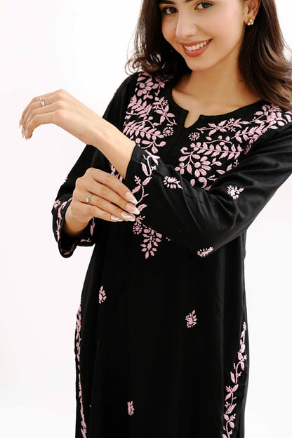 Zaira Nazakat-e-Noor Black Chikankari Kurta Pajama Set
