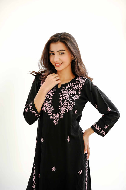 Zaira Nazakat-e-Noor Black Chikankari Kurta Pajama Set