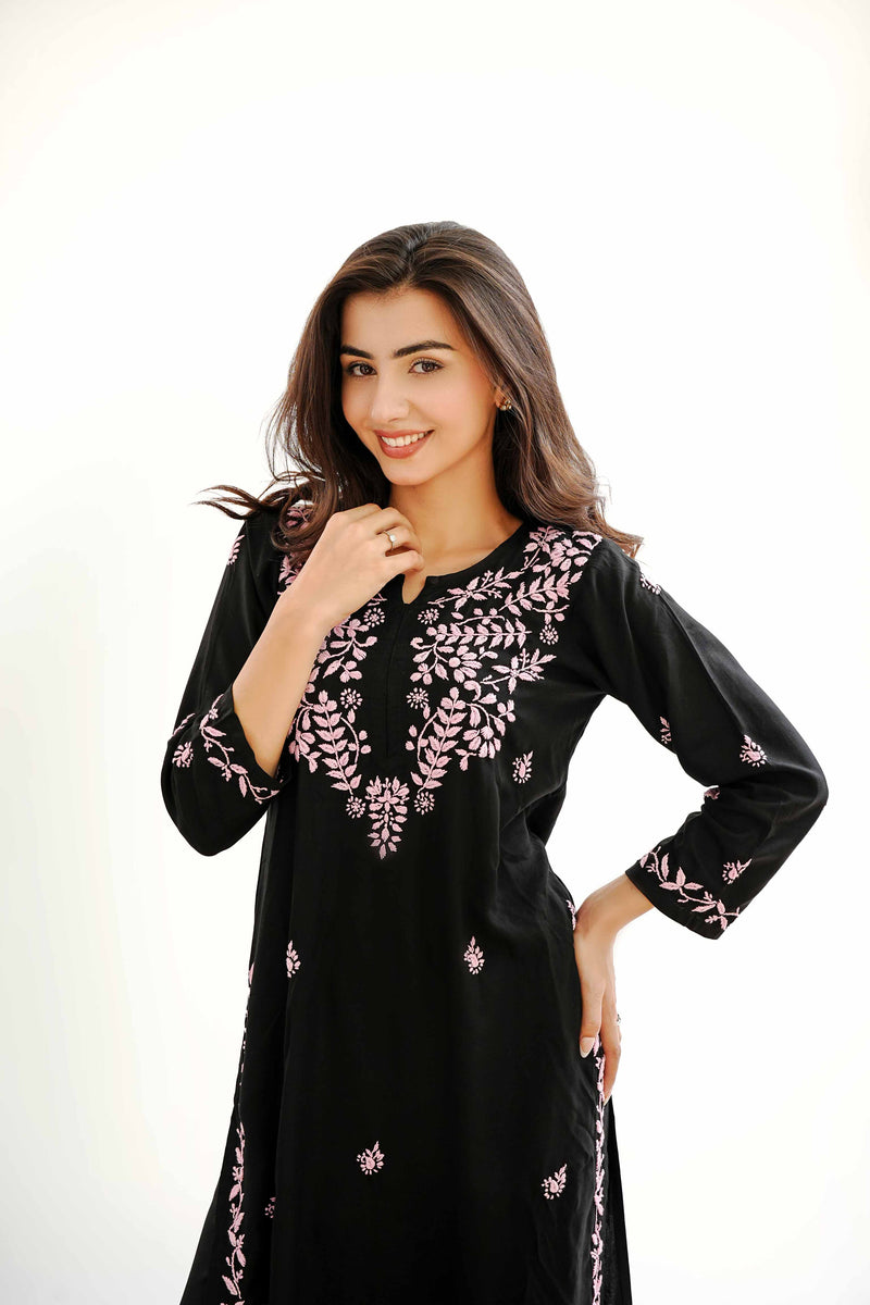 Zaira Nazakat-e-Noor Black Chikankari Kurta Pajama Set