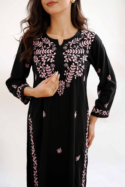Zaira Nazakat-e-Noor Black Chikankari Kurta Pajama Set
