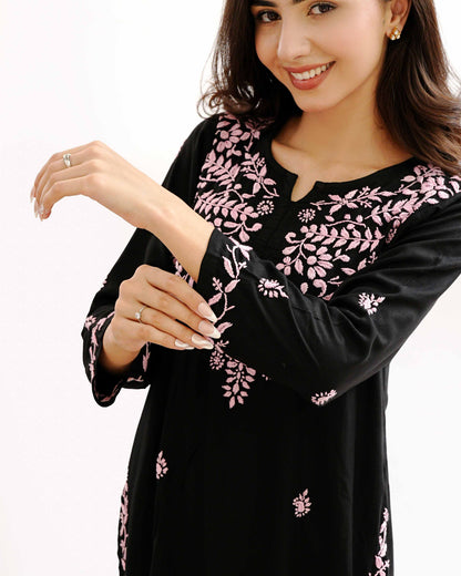 Zaira Nazakat-e-Noor Black Chikankari Kurta Pajama Set