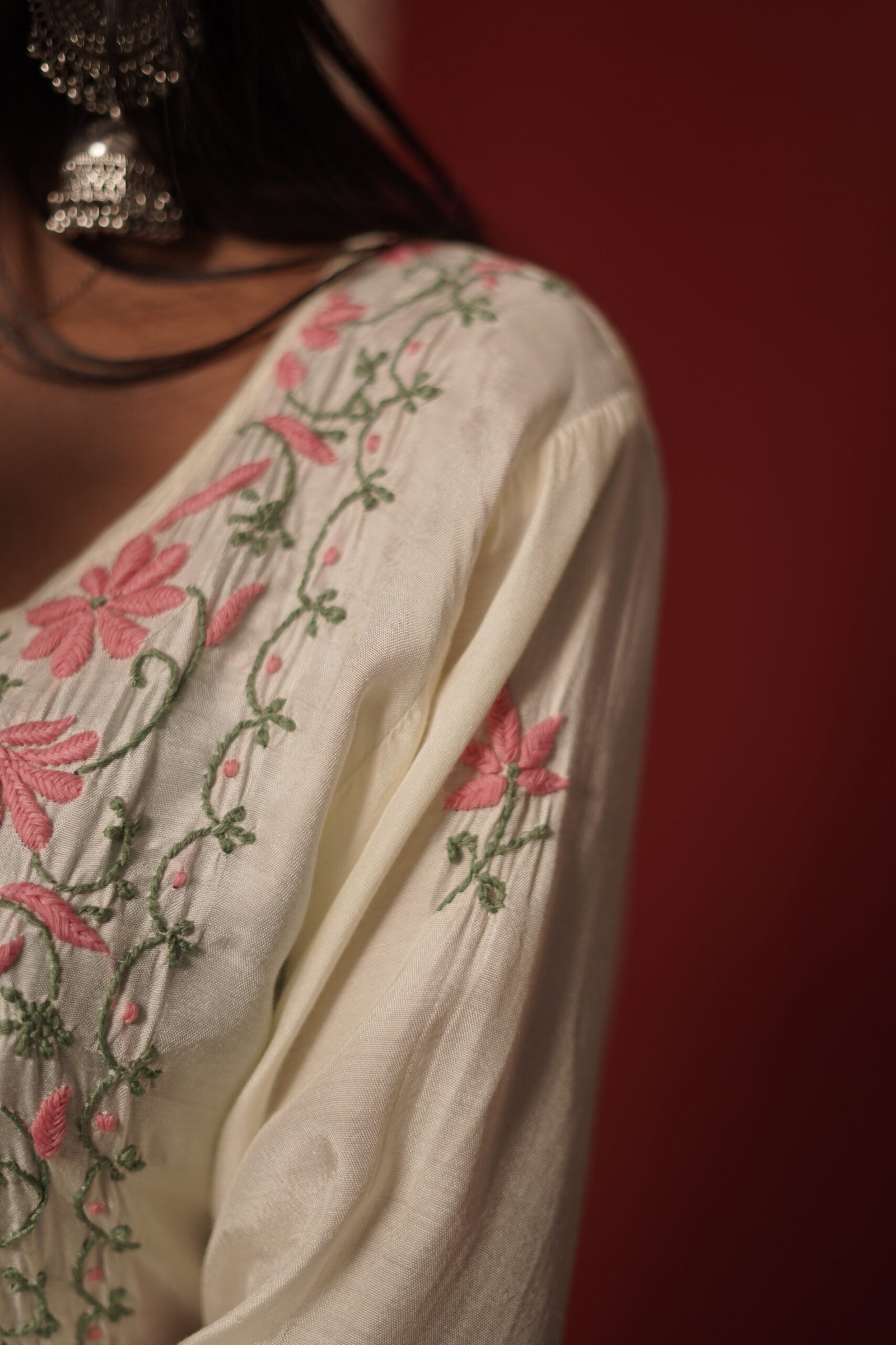 Zaira Noor-e-Gul Natural Ivory Muslin Chikankari Kurta