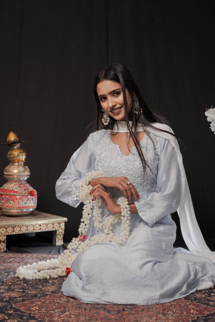 Zaira Noor-e-Chand  Chanderi Nyra Cut Kurta Hover