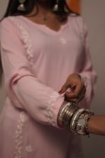 Zaira Mehr chikankari Kurta Pastel Pink