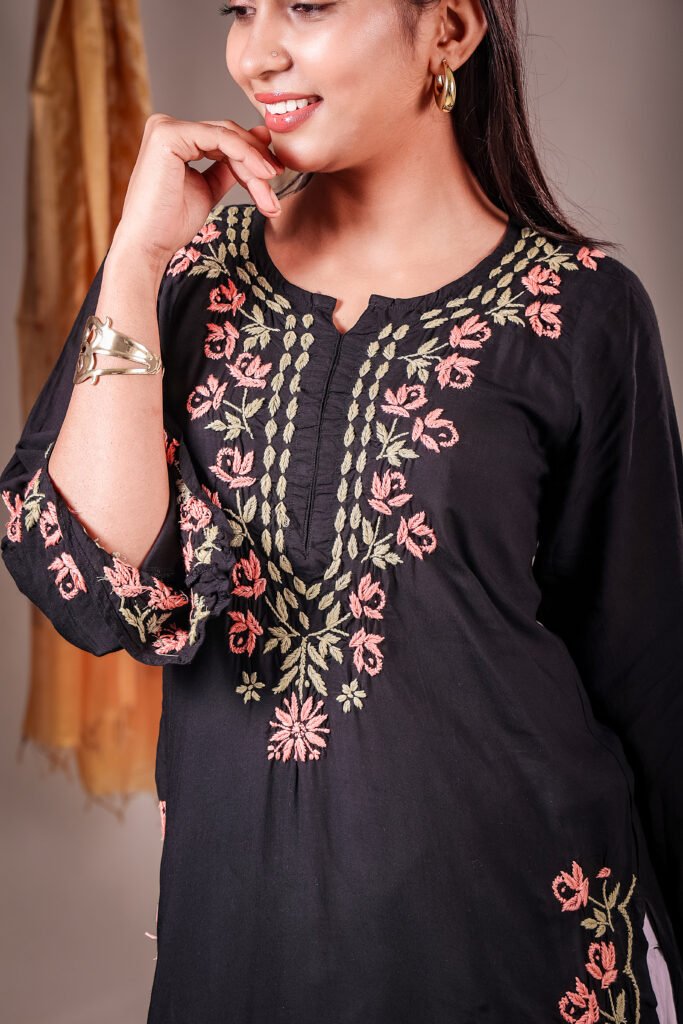 Nooraya Black Modal Embroidered Kurta Hover
